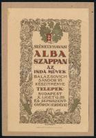 cca 1918 Székelyhavasi (Erdély) Alba szappan az Inda Művek (Bp. és Sepsiszentgyörgy) gyártmányának dekoratív papírcímkéje, papírra ragasztva