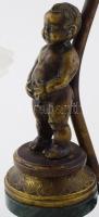 Puttó figurás asztali lámpa, márvány talpazattal, m: 38,5 cm /// A table lamp featuring a putto figu...