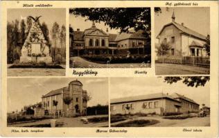 1942 Budapest XXII. Nagytétény, Baross Gábor telep, Hősök emlékműve, kastély, Református gyülekezeti ház, Római katolikus templom, Elemi iskola. Dr. Pencz Ferencné kiadása (EK)