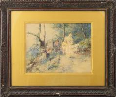 Neogrády Antal (1861-1942): Sétáló hölgy napernyővel, 1893. Akvarell, papír, jelezve jobbra lent (Ne...