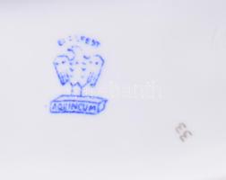 Aquincumi esernyős porcelán lány figura, kézzel festett, jelzett, m: 14 cm