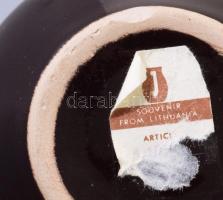 Litván kerámia váza, jelzett, m: 13 cm