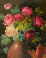 Anton Winhart (1866-1937): Csendélet. Olaj, vászon, jelezve középen lent. Dekoratív, kissé sérült fa...