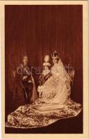 IV. Károly király, Zita királyné és Ottó koronaherceg. A Magyar Vöröskereszt Egylet kiadványa, Koller tanár utóda Szenes felvétele / Charles I of Austria, Queen Zita and Crown Prince Otto