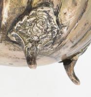 Cukordoboz. Ezüst (Ag), dianás jelzéssel. Rózsa díszítéssel. 270 g d: 13 cm, m: 12 cm