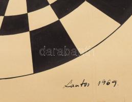 Lantos Ferenc (1929-2014): Op-art kompozíció, 1969. Tus, papír, jelezve jobbra lent, kissé foltos. P...