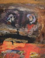 Horkay István (1945): Hommage a Toulouse-Lautrec. Vegyes technika, kollázs, farost, jelezve jobbra k...