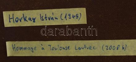 Horkay István (1945): Hommage a Toulouse-Lautrec. Vegyes technika, kollázs, farost, jelezve jobbra k...