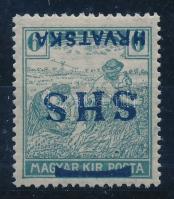 SHS 1918 Arató 6f bélyeg fordított felülnyomattal, Bodor vizsgálójellel. Certificate: Zrinjscak