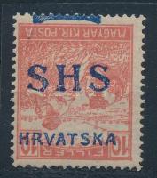 SHS 1918 Arató 10f bélyeg fordított felülnyomattal, Bodor vizsgálójellel. Certificate: Zrinjscak