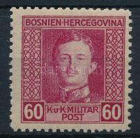 Bosznia-Hercegovina 1917 IV. Károly sor 60H értéke, ritka 11 1/2 fogazással, apró falcnyomokkal (** 16.200)