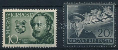 1941-1942 Széchenyi 10f &quot;fehér hasú holló&quot; + Kormányzóhelyettesi gyászbélyeg 9 csillaggal