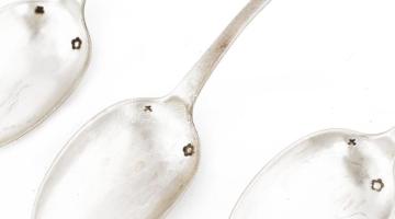 7 darab ezüst (Ag) teáskanál, jelzett, 157g