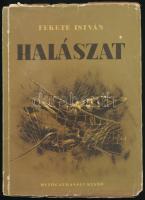 Fekete István: Halászat. Bp., 1955, Mezőgazdasági Kiadó, 231+1 p. Első kiadás. Kiadói papírkötés, szakadt, kopott borítóval, a gerincen kis hiánnyal, két lap (221/222,223/224) összeragadt, foltos és az egyik sérült. Megjelent 3200 példányban.