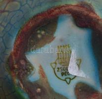 Zsolnay repesztett eozin mázas váza, jelzett, szájánál lepattanással, m: 12 cm