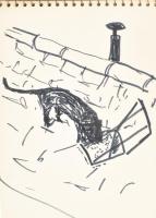D. Borbély Gizella (1920-198?): Vázlatfüzet razokkal, feljegyzéssekkel, saját versekkel, 1971. Egyes...