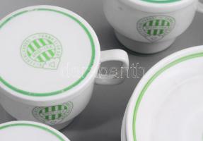 Hollóházi Ferencváros, Fradi, FTC, 6 db mokkás csésze, aljjal és fedővel! Össz 18 db. Mindegyiken cí...