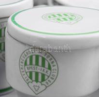 Hollóházi Ferencváros, Fradi, FTC, 6 db mokkás csésze, aljjal és fedővel! Össz 18 db. Mindegyiken cí...