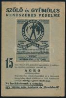 Szőlő és gyümölcs rendszeres védelme. Agro készítmények. Kiadói papírkötés, kopottas állapotban.