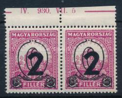 1932 Kisegítő bélyegek II. 2f (519) ívszéli pár ívszéli jelzéssel