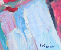 Schéner Mihály (1923-2009): Karnevál. Olaj, farost, jelzett, 50x70 cm Keretben hátoldalán autográf f...