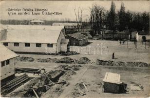 1917 Örkénytábor, Örkény-tábor (Táborfalva); Osztrák-magyar katonai tábor, barakkok, K.u.K. katonák. Herzog Mór és Társa kiadása (EK)