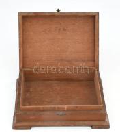 Fa szivaros doboz, kopásnyomokkal, 17×23×8 cm