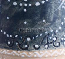 Kovács Margit (1902-1976): Szüretelő lány. Engóbozott és mázas terrakotta, jelzett, hibátlan, m: 39 ...