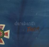 cca 1920-40 Kitüntésekkel dekorált katonatiszt portréja, olaj, vászon, Tara jelzéssel, feltekerve, k...