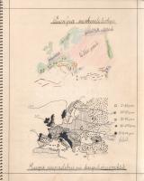 [Kézirat] Földrajz jegyzetek. Szentes Edit II/Á. osztályos növendék kézírásos, színes térképekkel ga...