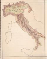 [Kézirat] Földrajz jegyzetek. Szentes Edit II/Á. osztályos növendék kézírásos, színes térképekkel ga...