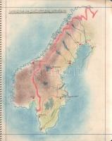 [Kézirat] Földrajz jegyzetek. Szentes Edit II/Á. osztályos növendék kézírásos, színes térképekkel ga...