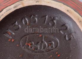 Retro német narancsvörös füles váza. Jelzett, m: 25,5 cm