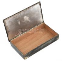 Iparművész fém doboz, ezüstözött, kopással, 15x9 cm