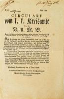 1816 Korneuburg, a cs. és kir. járási hivatal körlevele a Magyarországra engedély nélkül utazó alattvalókra vonatkozó szabályozásokról, német nyelven, középen hajtott, 33,5x21 cm