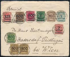 1923 Inflációs levél 10 db bélyeggel Bécsbe / Cover with 10 stamps to Vienna "VOLKSDORF"