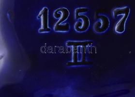 Nagyméretű szecessziós stílusú majolika váza, virágszirom restaurált, jelzett, m: 43 cm