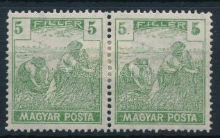 1919 Magyar Posta 5f pár, a jobb oldali bélyeg értékszámai eltérő erősségűek