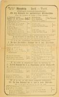 1883 Bp., Díjszabály a kétfogatú bérkocsik használatáért, magyar, német és francia nyelven, hajtva, kis szakadásokkal, 22,5x14 cm