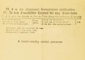 1883 Bp., Díjszabály a kétfogatú bérkocsik használatáért, magyar, német és francia nyelven, hajtva, ...