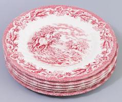 Staffordshire Myott Country Life 6 darab süteményes tányér, jelzett, kopással, 20 cm