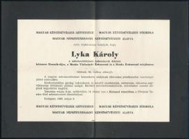 1965 Lyka Károly (1869-1965) művészettörténész, kritikus, festő halálozási értesítője