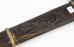 Díszkard, faragott nyéllel és hüvellyel, h: 65 cm