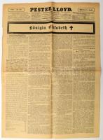 1898 Pester Lloyd német nyelvű lap 1898. szeptember 14-i száma, benne Erzsébet királyné (Sisi) halálával és temetésével kapcsolatos beszámolóval, kis sérülésekkel, 8 p.