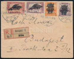 1920 Budapest helyi ajánlott levél 4 db Búzakalász bélyeggel / Local registered cover with 4 stamps