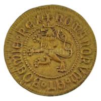 Ausztria DN "IV. Károly" aranyguldenének nagyméretű, öntött bronz replikája, peremén két &...