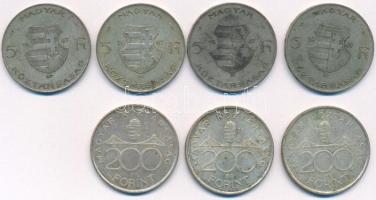 1947. 5Ft Ag "Kossuth" (4x) + 1993. 200Ft Ag "MNB" (2x) + 1994. 200Ft Ag "D...