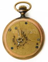 Elgin zsebóra díszített réz tokkal, repedt számlappal. javításra szorul d: 54 mm
