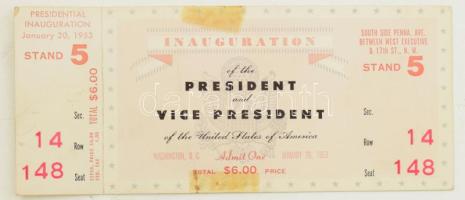 1953 ,,Ike" Eisenhower az Egyesült Államok Elnökének és az alelnök (Nixon) beiktatására szóló belépőjegy / Ticket for the inauguration of Ike Eisenhower and Nixon president and vice-president of the United States