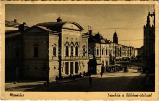 1939 Munkács, Mukacheve, Mukacevo; Színház a Rákóczi utcával / street, theatre (EK)